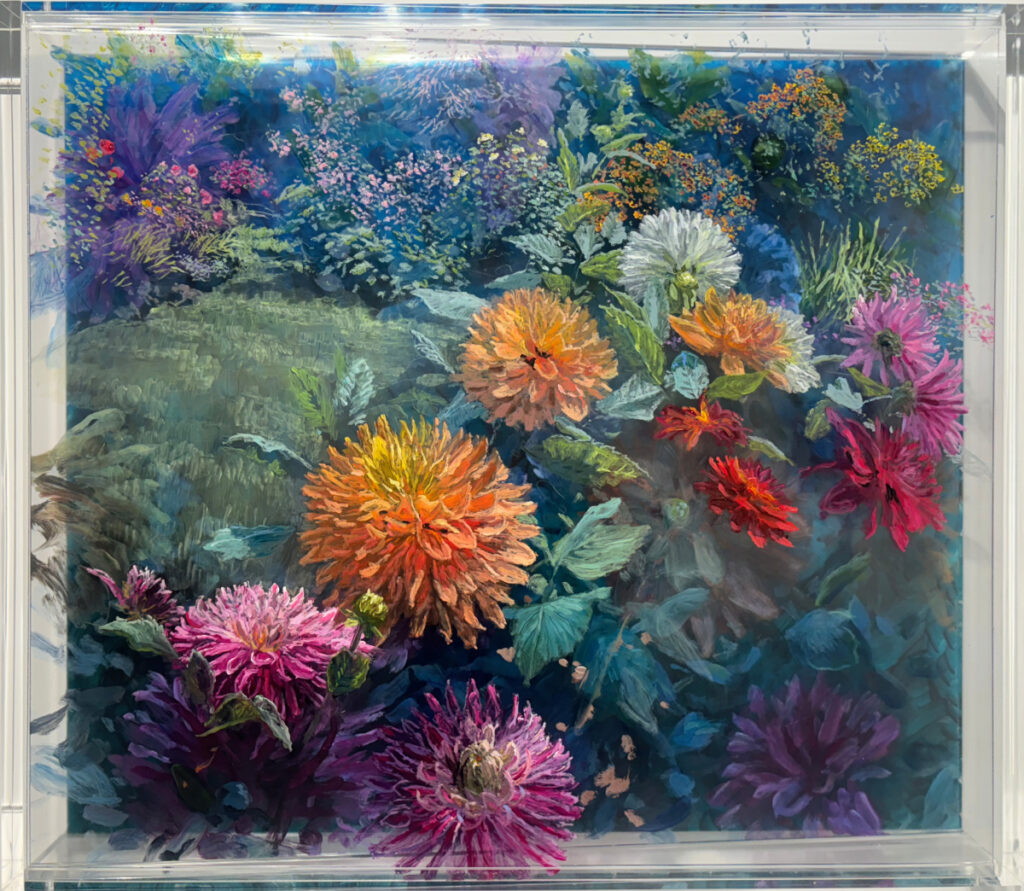 Martin Weinstein, Dahlia Bed, Afternoon and Evening, 2018, acrylics on multiple acrylic sheets, all images courtesy of Cross Contemporary Art and the artist unless otherwise noted