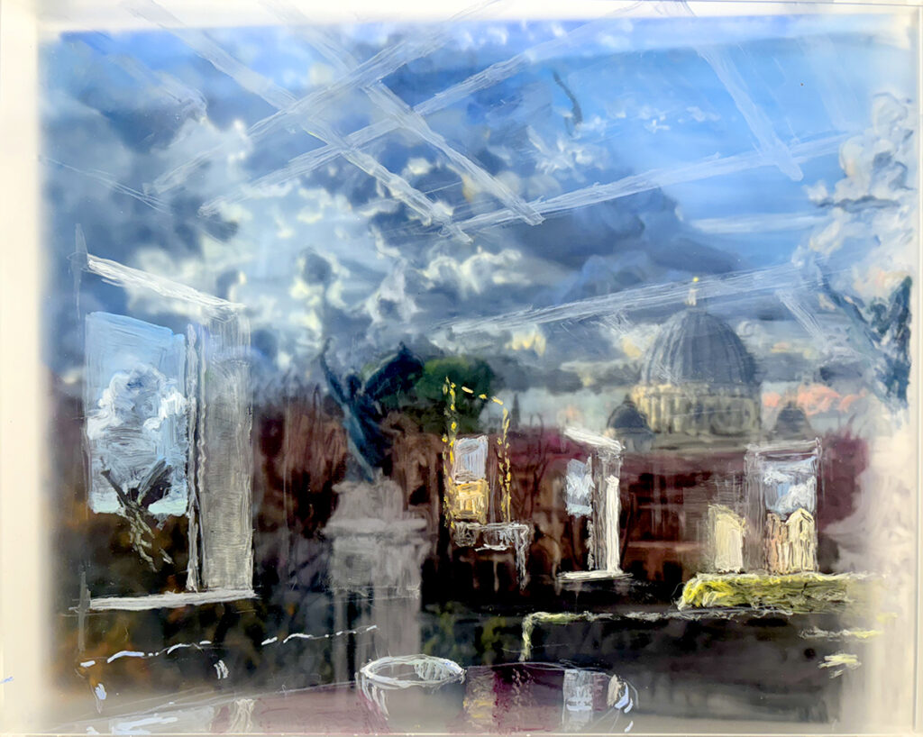 Martin Weinstein, Rome, Stormy Afternoons, Outside Under Inside, 2023, acrylics on multiple acrylic sheets