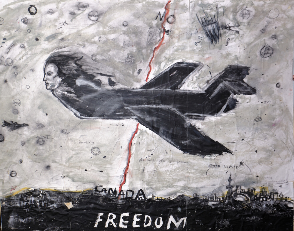 John Scott, “No Freedom” 1995 mixed media on paper mounted to foam-core, 58 x 73 1/2 inches