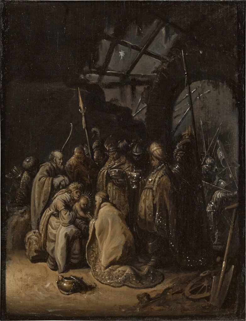 Rembrandt Harmensz van Rijn, The Adoration of the Kings, circa 1628, oil on oak panel