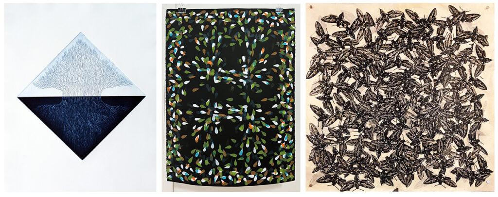 Mika Aono, On the Way (A Caminho) (detail) (2025), relief, screenprint, mixed media, 6 x 10 feet, all remaining images courtesy of the artist