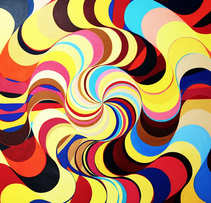 Lorien Suarex-Kanerva, Wheel within a Wheel 114" (2017), acrylic, 40 x 40 inches