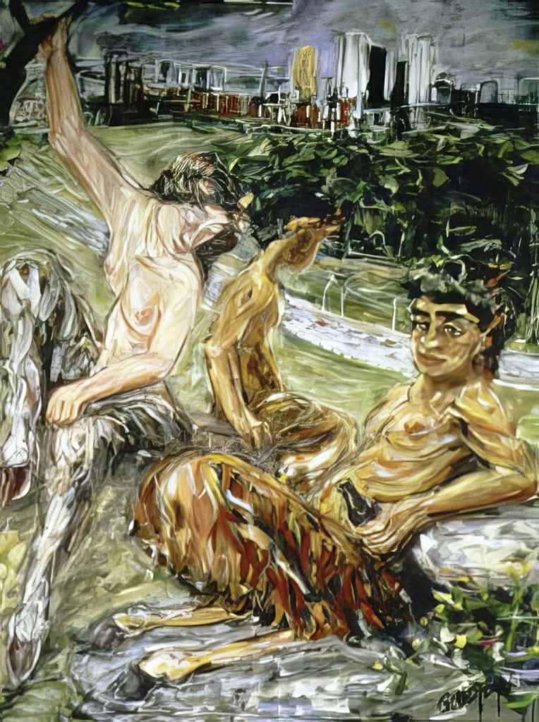 Sybil Goldstein: Satyr Family Overlooking the Don Valley, 1984, oil on canvas, 152.4 x 121.92 cm