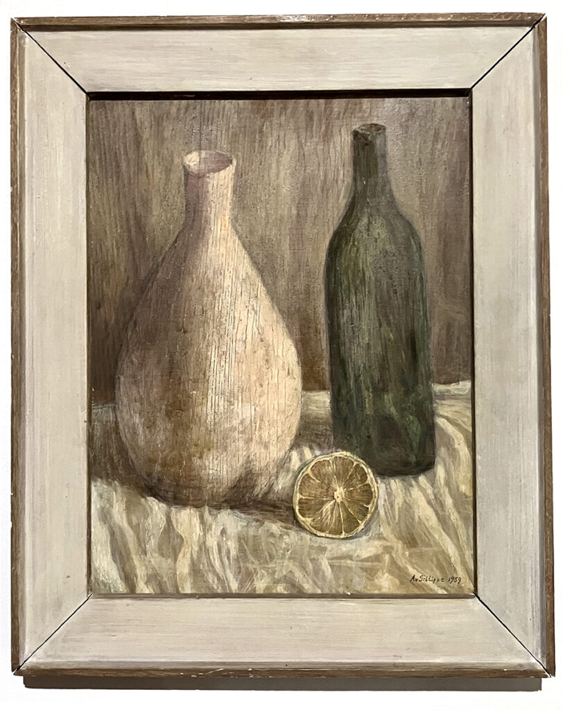 Two Bottles (1958), oil on board, 14 ⅔ x 11 ¼ inches
