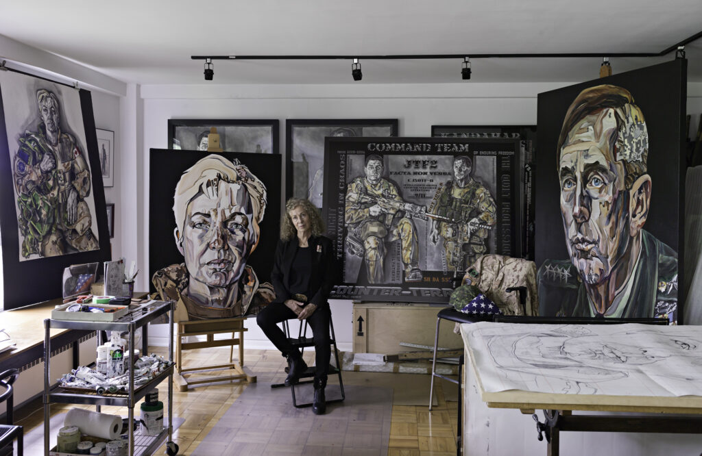Gertrude Kerns in her studio by Joseph Hartman - showing works in the current body of work at RCMI