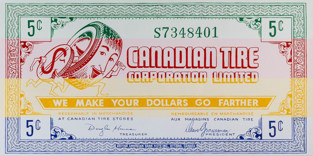Christopher Rouleau, 2026, HBCanadian Tire, Latex and acrylic on canvas, 30" × 60"