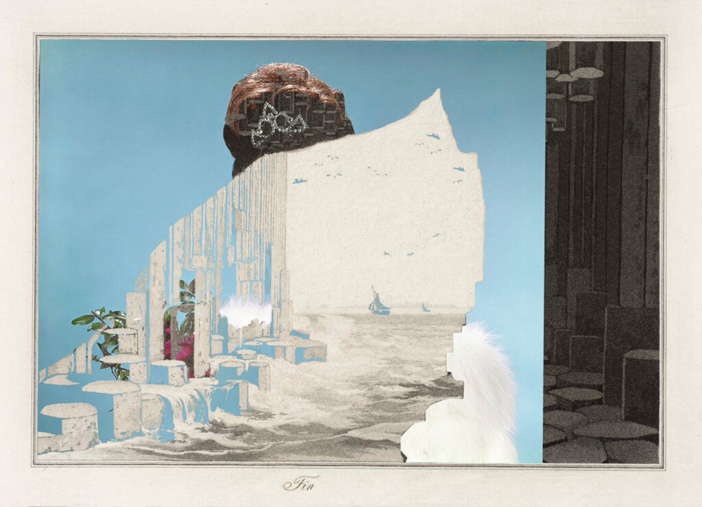 Rowan Buffington, Fin, Rites of Passage series, 2024, digital collage (printed and assembled on vintage and photographic papers), 5 x 7 inches (photo courtesy of the artist)