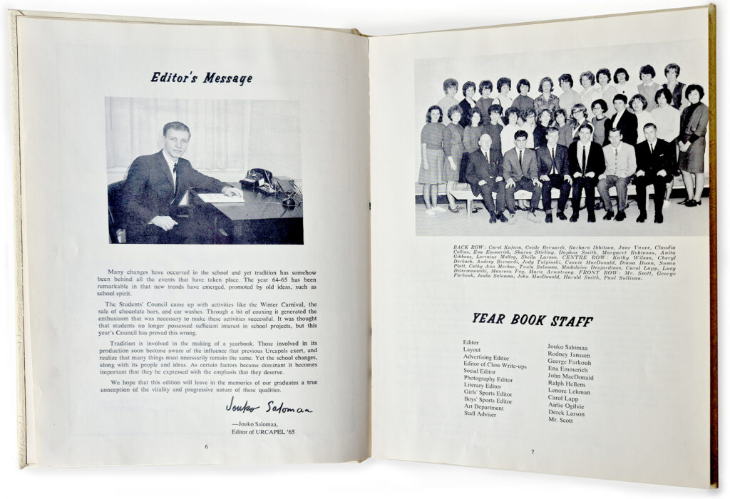 Urcapel Editor, Jouko Salomaa (left), with Elliot Lake Mayor George Farkouh seated second from left