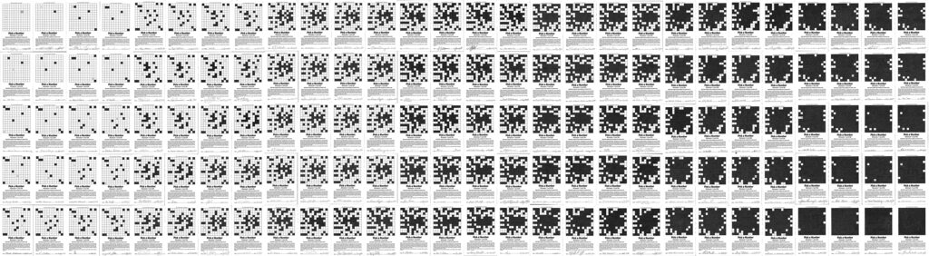 Steve Rockwell, Pick a Number between 1 and 99, 1987, ink on printed bond paper, 42.5 inches  x 12 feet 10 inches