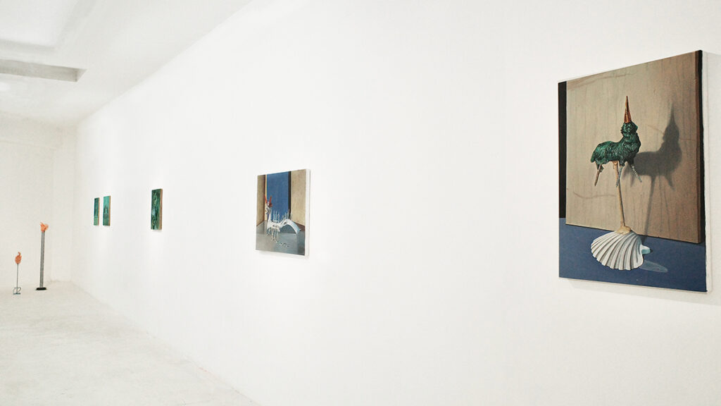 Installation view of He Spoke To The Birds, Rome. Artists: Diego Azzola, Huang Zhe. Curated by Fanfan Yuxuan Fan. Courtesy of AAIE and FanFlus