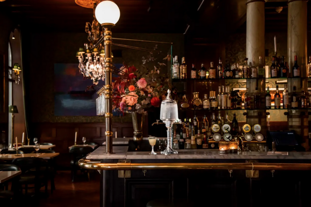 A cocktail from Hotel Eggers in Gothenburg, Sweden at its historic American Bar, which dates from 1884
