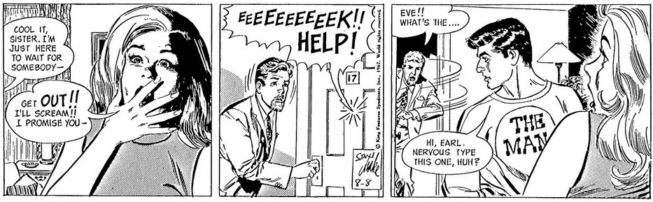 A sample strip: The Heart of Juliet Jones by Stan Drake from 1967 for King Features Syndicate