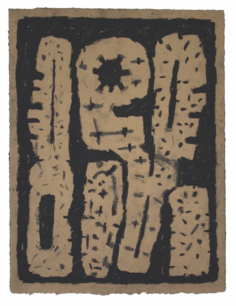 Harold Wortsman, Carnevale II, drawing, oil stick and graphite on Legion Stonehenge paper, 11 x 9.” © Harold Wortsman / Image courtesy of Gagné Contemporary