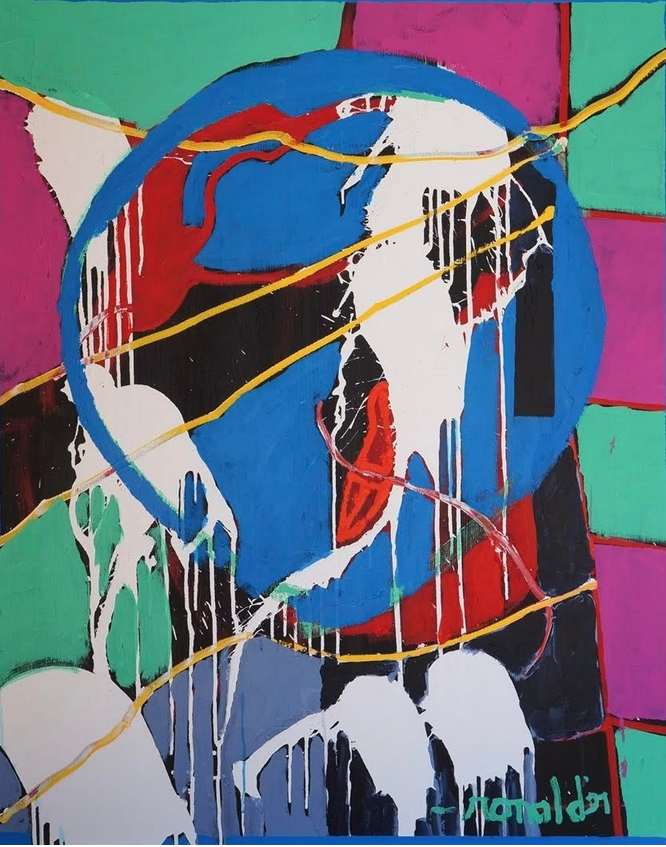 William Ronald, Jamine, 1997, acrylic on canvas, 48 x 36 inches, inscribed on verso “first painting executed at 21 Dunlop St. Barrie”. Private collection