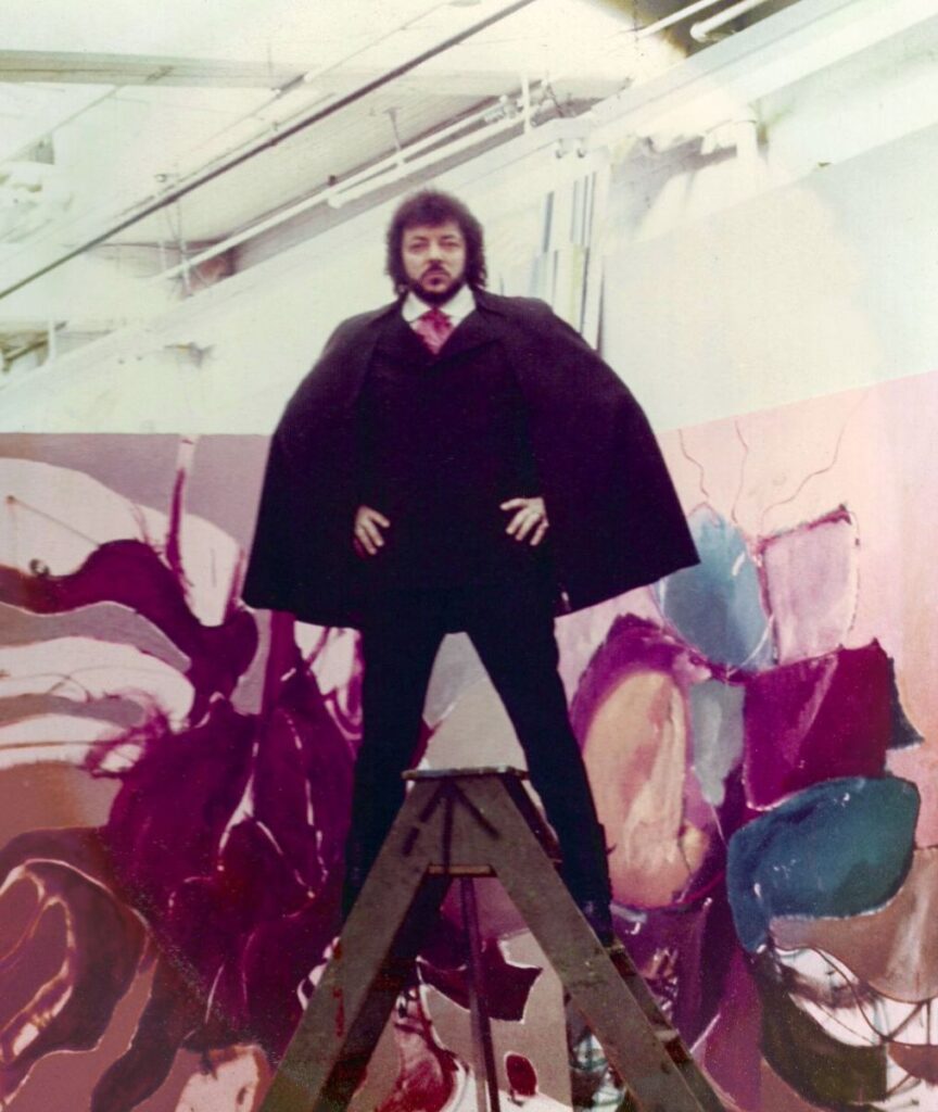 William Ronald in his studio 1970 in front of Altar, 1970, oil on canvas, 78 x 60 inches. Courtesy of the Christopher Cutts Gallery