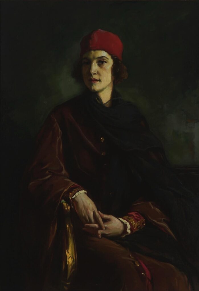Julius Rolshoven, La Fiorentina “The Red Hat”, 1905, oil on canvas, 45 x 31-1/2 inches. Private Collection