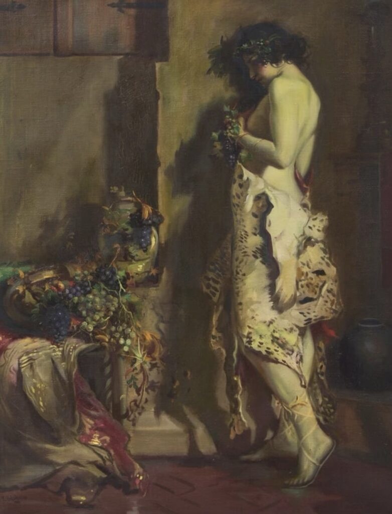 Julius Rolshoven, Nude with Fruit, circa 1895-1900, oil on canvas, 36 x 28-3/8 inches. Private Collection